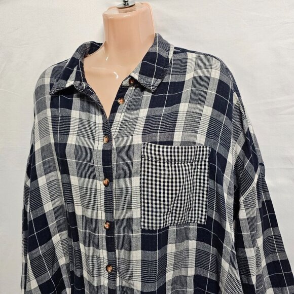 Anthropologie Pilcro The Bo Plaid Relaxed Top Blouse Shirt Size M/L - Picture 4 of 16
